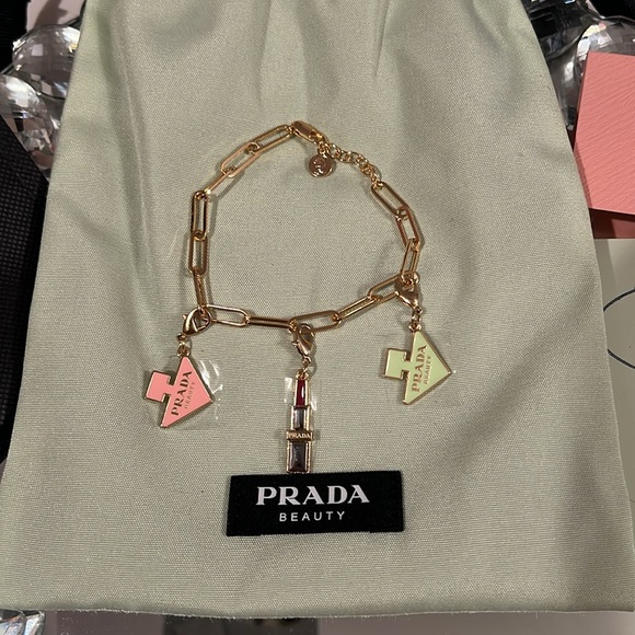Prada Gold and Pink Charm Bracelet with Pouch & Sample - Picture 5 of 9